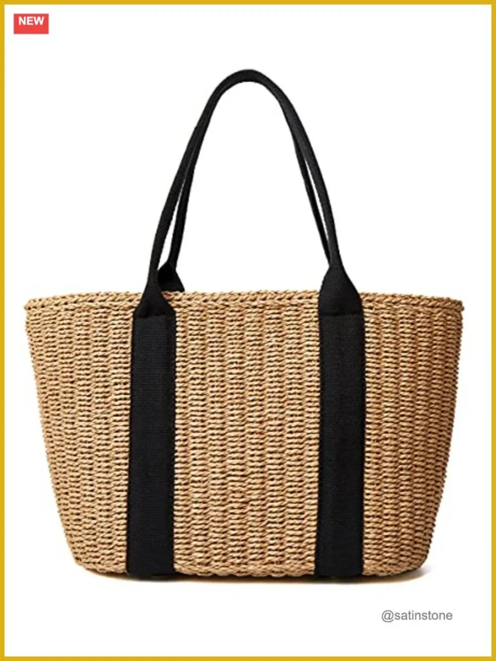 Straw Woven Tote Bag Summer Beach Hobo Purse Handmade Lightweight